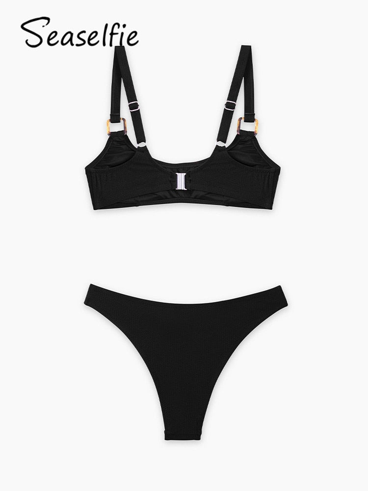 Black Tank Low Waist Bikini Set