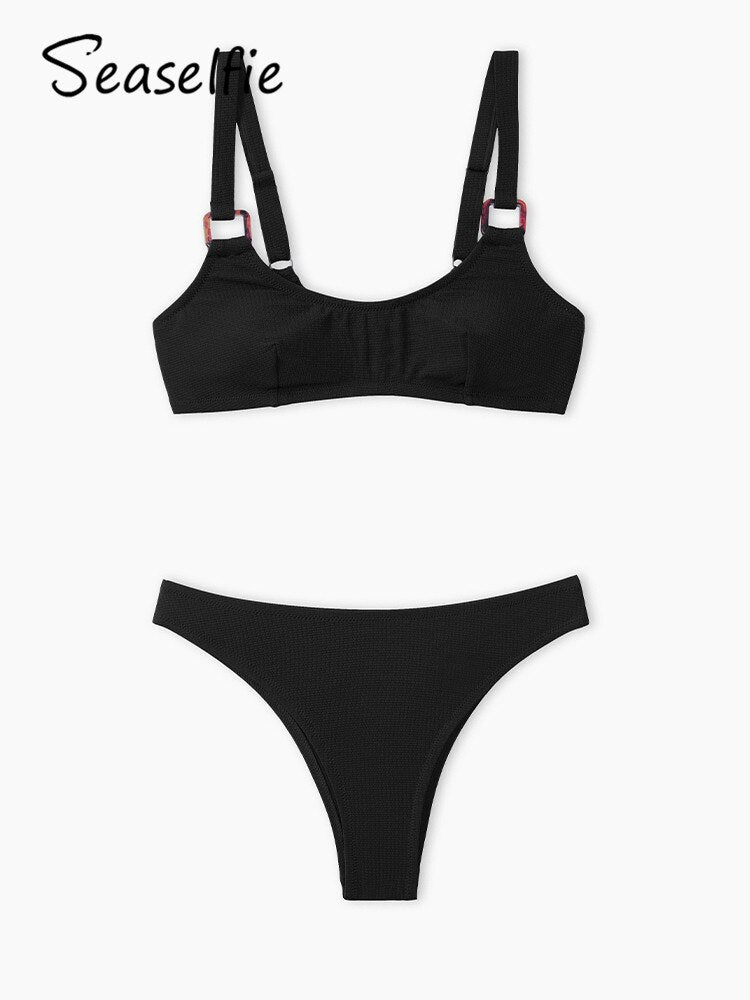 Black Tank Low Waist Bikini Set