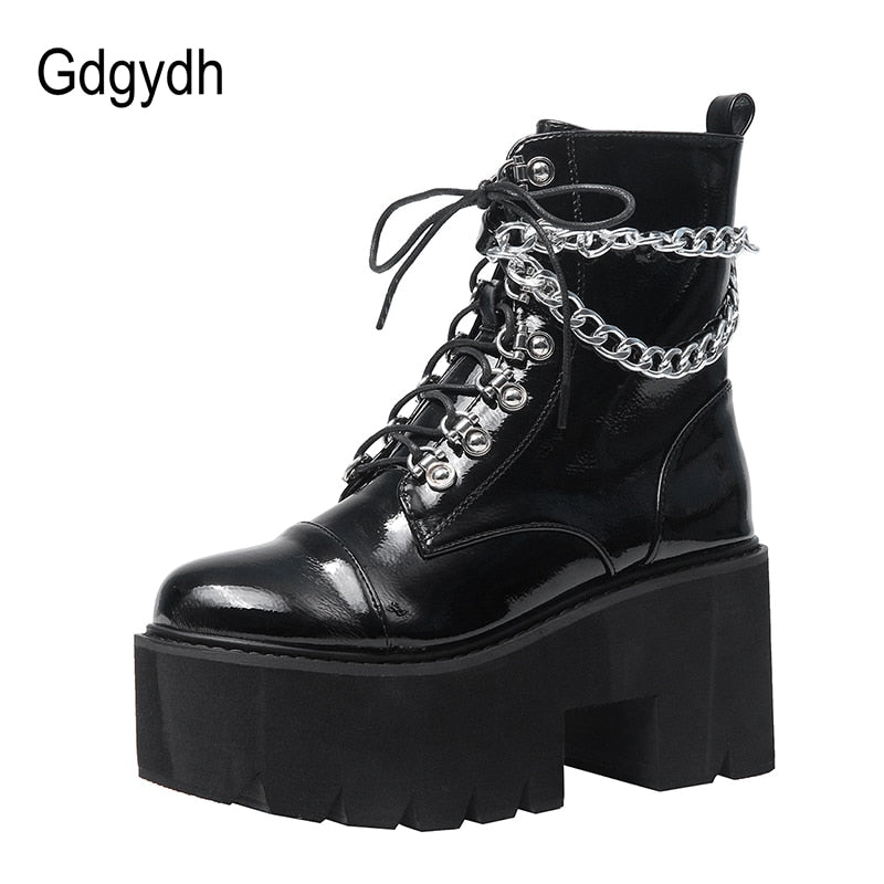 Patent Leather Gothic Black Boots