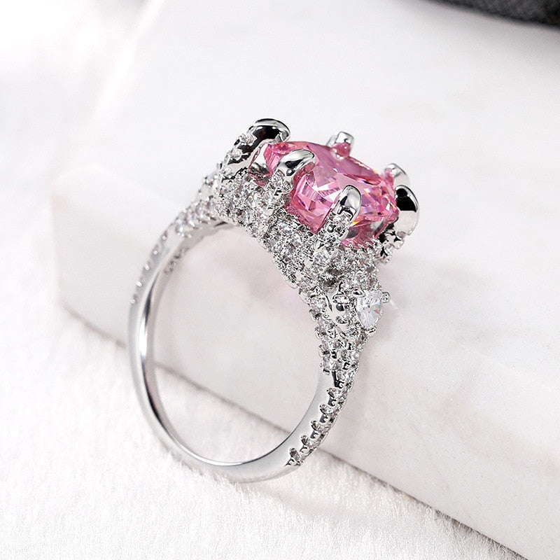 Bling Heart Zircon Stone Silver Color Ring