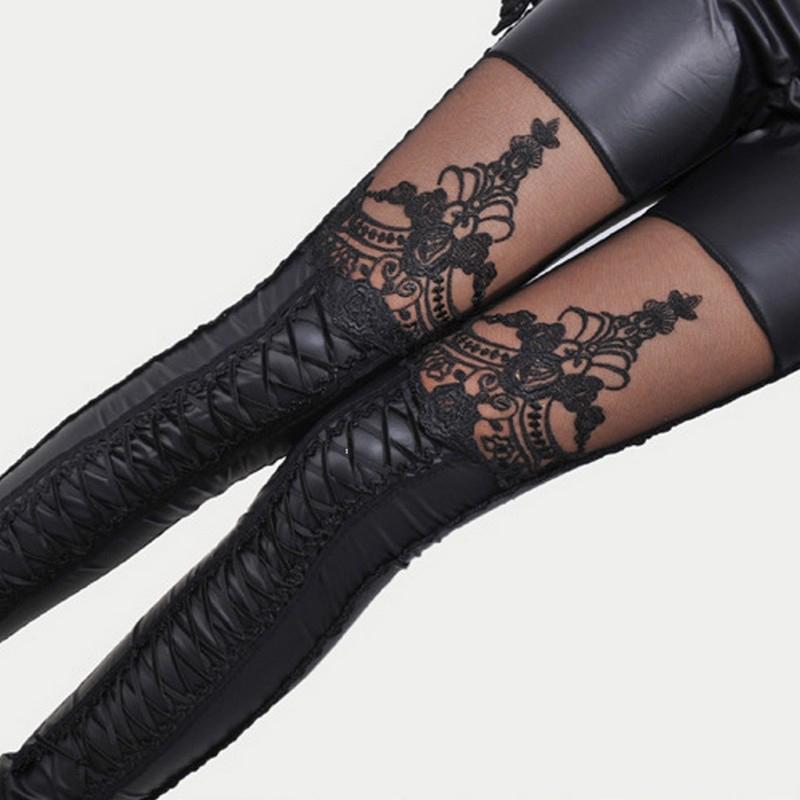 Stylish Faux Leather Gothic Punk Leggings