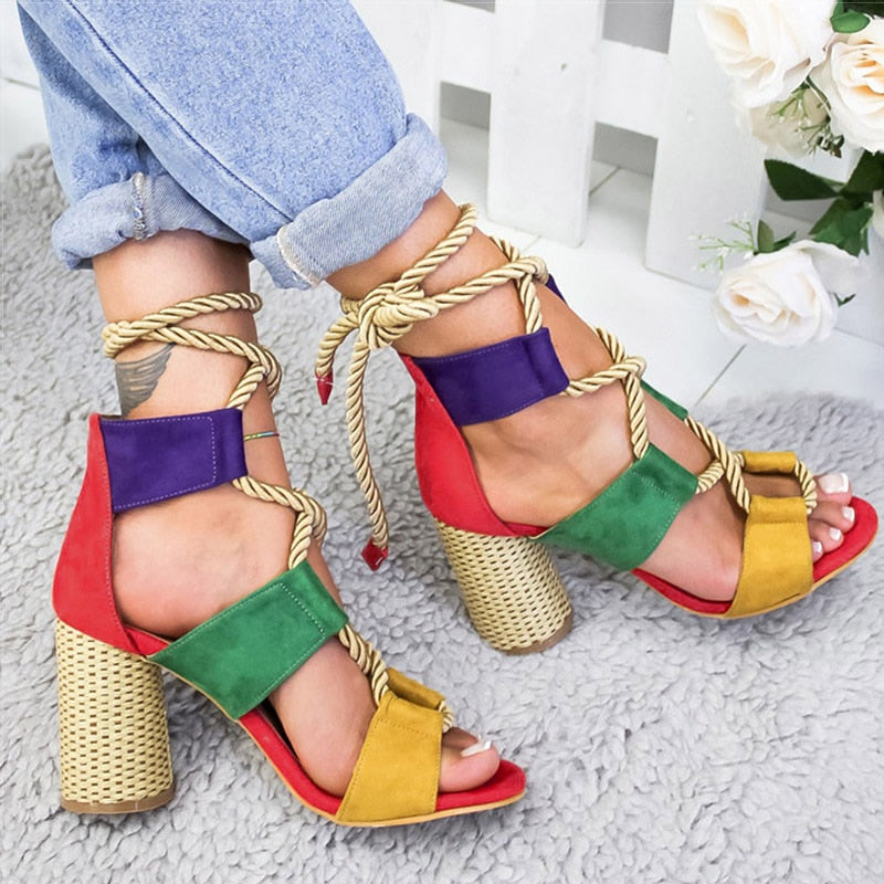 Colourful Block High Heels