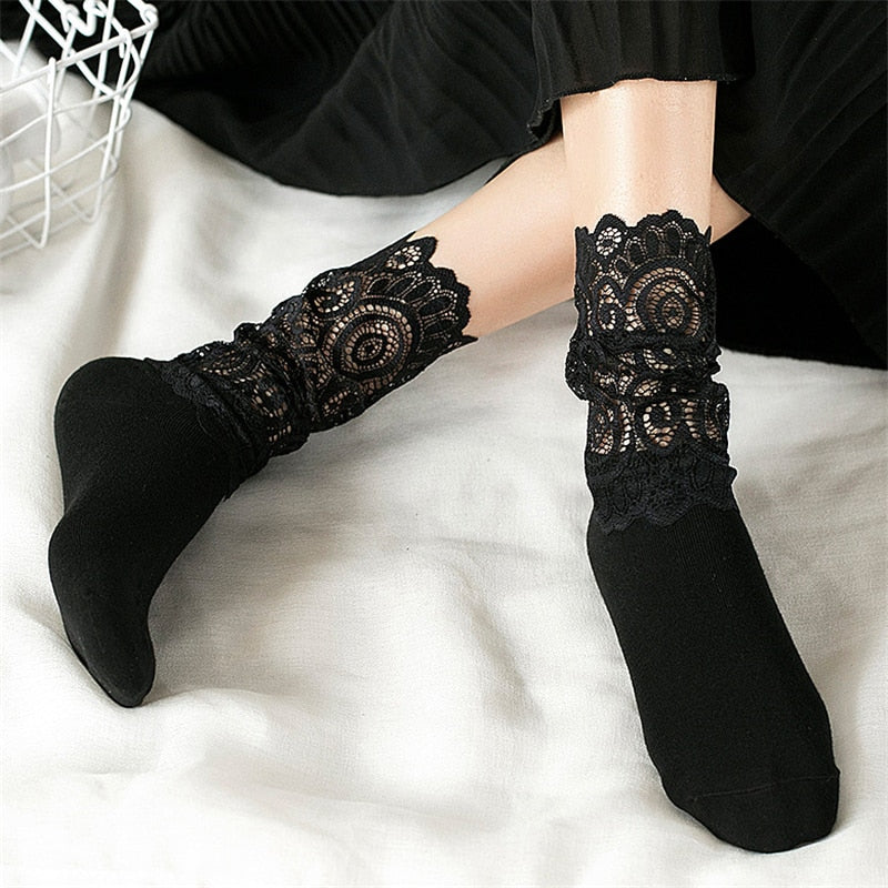 Lace Floral Mesh Socks