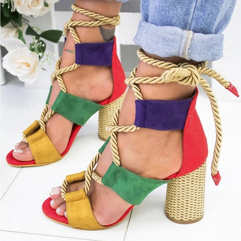 Colourful Block High Heels