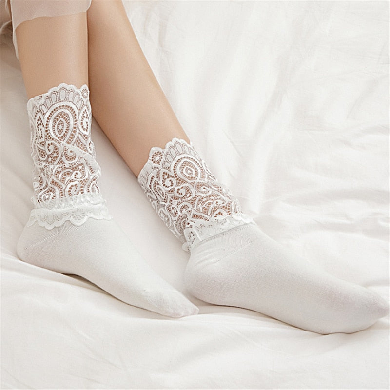 Lace Floral Mesh Socks