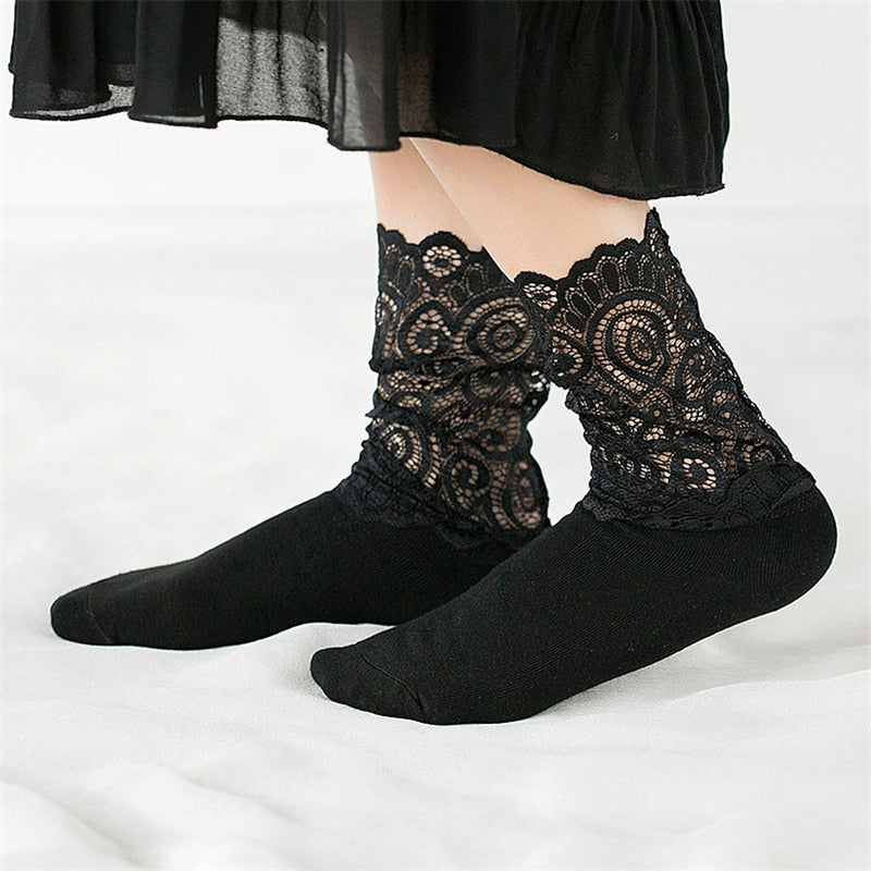 Lace Floral Mesh Socks