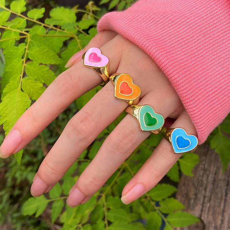 Cute Butterfly Heart Ring Set