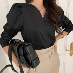 Puff Sleeve V-neck Blouse