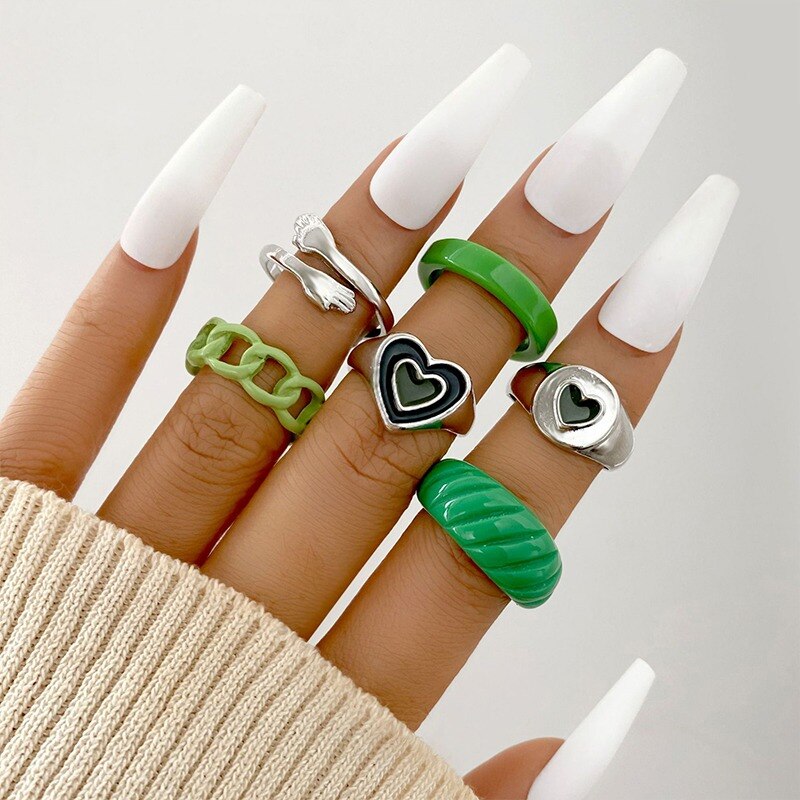 Cute Butterfly Heart Ring Set