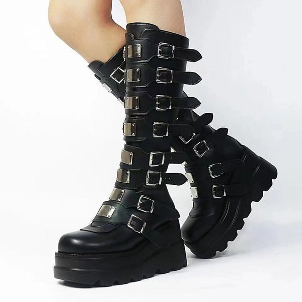 Black Gothic Style Platform Boots